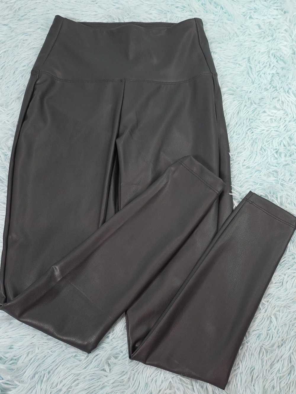Zenana Faux Leather Leggings Gray‎ High Rise High Waisted